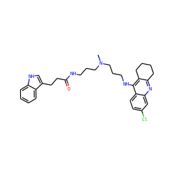 CN(CCCNC(=O)CCc1c[nH]c2ccccc12)CCCNc1c2c(nc3cc(Cl)ccc13)CCCC2 ZINC000013675651