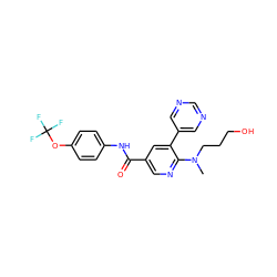 CN(CCCO)c1ncc(C(=O)Nc2ccc(OC(F)(F)F)cc2)cc1-c1cncnc1 ZINC001772617622