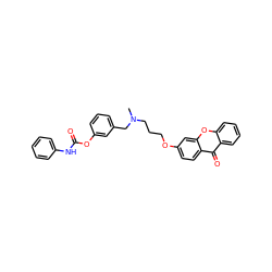 CN(CCCOc1ccc2c(=O)c3ccccc3oc2c1)Cc1cccc(OC(=O)Nc2ccccc2)c1 ZINC000013781326