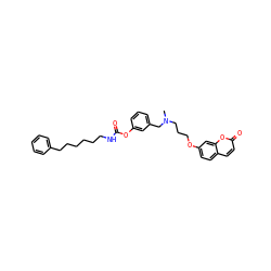 CN(CCCOc1ccc2ccc(=O)oc2c1)Cc1cccc(OC(=O)NCCCCCCc2ccccc2)c1 ZINC000653823128