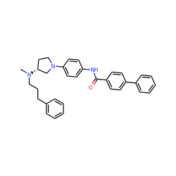 CN(CCCc1ccccc1)[C@@H]1CCN(c2ccc(NC(=O)c3ccc(-c4ccccc4)cc3)cc2)C1 ZINC000028123149
