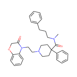 CN(CCCc1ccccc1)C(=O)C1(c2ccccc2)CCN(CCN2C(=O)COc3ccccc32)CC1 ZINC000028826474