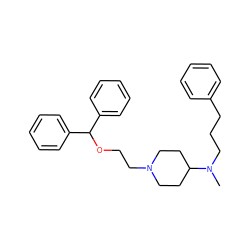 CN(CCCc1ccccc1)C1CCN(CCOC(c2ccccc2)c2ccccc2)CC1 ZINC000013803933