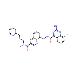 CN(CCCc1ccccn1)C(=O)c1cnc2c(CNC(=O)c3nc(N)nc4c(F)cccc34)cccc2c1 ZINC000653803778