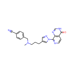 CN(CCCc1cnn(-c2nccc3c(=O)[nH]cnc23)c1)Cc1ccc(C#N)cc1 ZINC000653720451