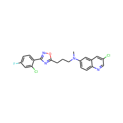 CN(CCCc1nc(-c2ccc(F)cc2Cl)no1)c1ccc2ncc(Cl)cc2c1 ZINC000040425218