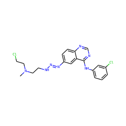 CN(CCCl)CCN/N=N/c1ccc2ncnc(Nc3cccc(Cl)c3)c2c1 ZINC000028646523