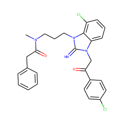 CN(CCCn1c(=N)n(CC(=O)c2ccc(Cl)cc2)c2cccc(Cl)c21)C(=O)Cc1ccccc1 ZINC000029125513