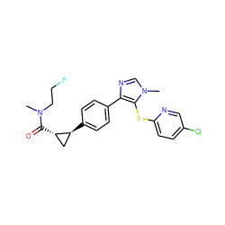 CN(CCF)C(=O)[C@H]1C[C@@H]1c1ccc(-c2ncn(C)c2Sc2ccc(Cl)cn2)cc1 ZINC000096270408