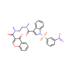 CN(CCN(C)C(=O)c1cn(S(=O)(=O)c2cccc([N+](=O)[O-])c2)c2ccccc12)C(=O)c1coc2ccccc2c1=O ZINC000653780737