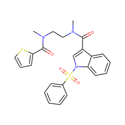 CN(CCN(C)C(=O)c1cn(S(=O)(=O)c2ccccc2)c2ccccc12)C(=O)c1cccs1 ZINC000653787453