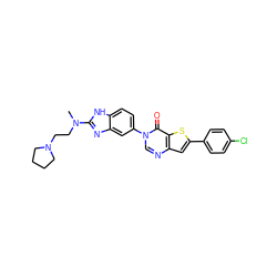 CN(CCN1CCCC1)c1nc2cc(-n3cnc4cc(-c5ccc(Cl)cc5)sc4c3=O)ccc2[nH]1 ZINC000040764445