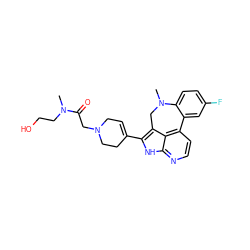 CN(CCO)C(=O)CN1CC=C(c2[nH]c3nccc4c3c2CN(C)c2ccc(F)cc2-4)CC1 ZINC001772637671