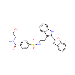 CN(CCO)C(=O)c1ccc(S(=O)(=O)NCCc2c(-c3cc4ccccc4o3)[nH]c3ccccc23)cc1 ZINC000014978429