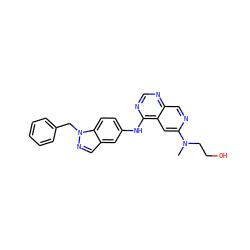 CN(CCO)c1cc2c(Nc3ccc4c(cnn4Cc4ccccc4)c3)ncnc2cn1 ZINC000034046829
