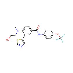 CN(CCO)c1ccc(C(=O)Nc2ccc(OC(F)(F)F)cc2)cc1-c1cncs1 ZINC000224313082