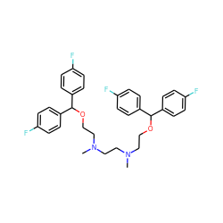 CN(CCOC(c1ccc(F)cc1)c1ccc(F)cc1)CCN(C)CCOC(c1ccc(F)cc1)c1ccc(F)cc1 ZINC000027191357