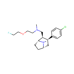 CN(CCOCCF)C[C@H]1[C@@H](c2ccc(Cl)cc2)C[C@@H]2CC[C@H]1N2C ZINC000084652928