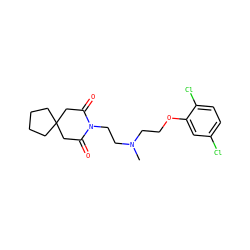 CN(CCOc1cc(Cl)ccc1Cl)CCN1C(=O)CC2(CCCC2)CC1=O ZINC000013560153