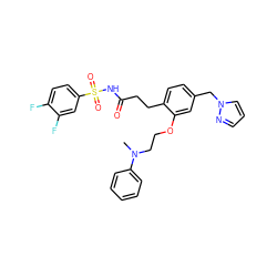 CN(CCOc1cc(Cn2cccn2)ccc1CCC(=O)NS(=O)(=O)c1ccc(F)c(F)c1)c1ccccc1 ZINC000049780757