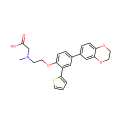 CN(CCOc1ccc(-c2ccc3c(c2)OCCO3)cc1-c1cccs1)CC(=O)O ZINC000028958403