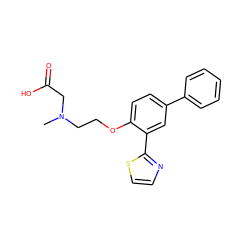 CN(CCOc1ccc(-c2ccccc2)cc1-c1nccs1)CC(=O)O ZINC000028958363