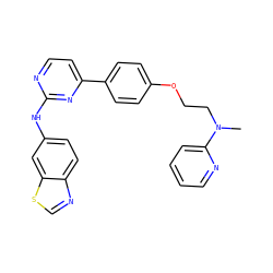 CN(CCOc1ccc(-c2ccnc(Nc3ccc4ncsc4c3)n2)cc1)c1ccccn1 ZINC000029046103