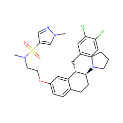 CN(CCOc1ccc2c(c1)[C@H](Cc1ccc(Cl)c(Cl)c1)[C@@H](N1CCCC1)CC2)S(=O)(=O)c1cnn(C)c1 ZINC000142432841