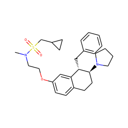 CN(CCOc1ccc2c(c1)[C@H](Cc1ccccc1)[C@@H](N1CCCC1)CC2)S(=O)(=O)CC1CC1 ZINC000140460263