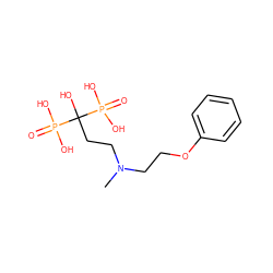 CN(CCOc1ccccc1)CCC(O)(P(=O)(O)O)P(=O)(O)O ZINC000002010471