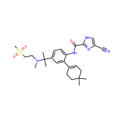 CN(CCS(C)(=O)=O)C(C)(C)c1ccc(NC(=O)c2nc(C#N)c[nH]2)c(C2=CCC(C)(C)CC2)c1 ZINC000103290032