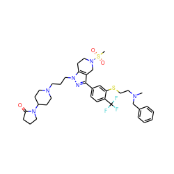 CN(CCSc1cc(-c2nn(CCCN3CCC(N4CCCC4=O)CC3)c3c2CN(S(C)(=O)=O)CC3)ccc1C(F)(F)F)Cc1ccccc1 ZINC000049793918