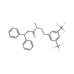 CN(CCc1cc(C(F)(F)F)cc(C(F)(F)F)c1)C(=O)CC(c1ccccc1)c1ccccc1 ZINC000029330241