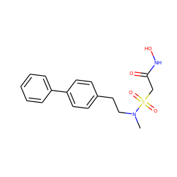 CN(CCc1ccc(-c2ccccc2)cc1)S(=O)(=O)CC(=O)NO ZINC000003820486