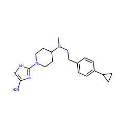 CN(CCc1ccc(C2CC2)cc1)C1CCN(c2nc(N)n[nH]2)CC1 ZINC001772645947