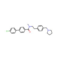 CN(CCc1ccc(CN2CCCC2)cc1)C(=O)c1ccc(-c2ccc(Cl)cc2)cc1 ZINC000473086770
