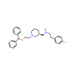 CN(CCc1ccc(F)cc1)C[C@@H]1CCCN(CCOC(c2ccccc2)c2ccccc2)C1 ZINC000013803917