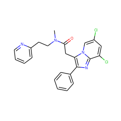 CN(CCc1ccccn1)C(=O)Cc1c(-c2ccccc2)nc2c(Cl)cc(Cl)cn12 ZINC000028119530