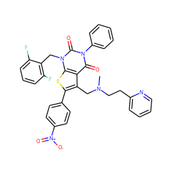 CN(CCc1ccccn1)Cc1c(-c2ccc([N+](=O)[O-])cc2)sc2c1c(=O)n(-c1ccccc1)c(=O)n2Cc1c(F)cccc1F ZINC000027183408