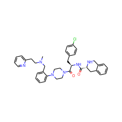 CN(CCc1ccccn1)Cc1ccccc1N1CCN(C(=O)[C@@H](Cc2ccc(Cl)cc2)NC(=O)[C@H]2Cc3ccccc3CN2)CC1 ZINC000028373416