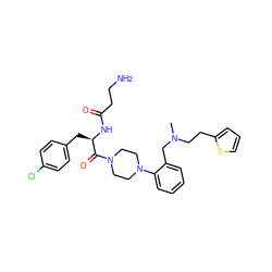 CN(CCc1cccs1)Cc1ccccc1N1CCN(C(=O)[C@@H](Cc2ccc(Cl)cc2)NC(=O)CCN)CC1 ZINC000028371724