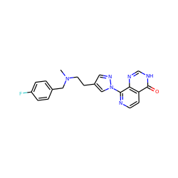 CN(CCc1cnn(-c2nccc3c(=O)[nH]cnc23)c1)Cc1ccc(F)cc1 ZINC000263620798