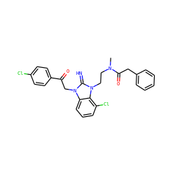 CN(CCn1c(=N)n(CC(=O)c2ccc(Cl)cc2)c2cccc(Cl)c21)C(=O)Cc1ccccc1 ZINC000029125550