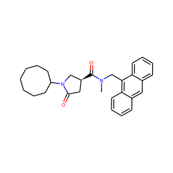 CN(Cc1c2ccccc2cc2ccccc12)C(=O)[C@H]1CC(=O)N(C2CCCCCCC2)C1 ZINC000014959481