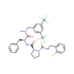 CN(Cc1cc(C(F)(F)F)cc(C(F)(F)F)c1)C(=O)[C@H](Cc1ccccc1)NC(=O)[C@@H]1CCCN1C(=S)NCc1ccccc1Cl ZINC000026944382