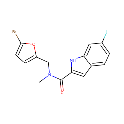 CN(Cc1ccc(Br)o1)C(=O)c1cc2ccc(F)cc2[nH]1 ZINC000299823826