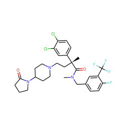 CN(Cc1ccc(F)c(C(F)(F)F)c1)C(=O)[C@](C)(CCN1CCC(N2CCCC2=O)CC1)c1ccc(Cl)c(Cl)c1 ZINC000049677995