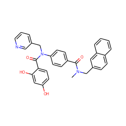 CN(Cc1ccc2ccccc2c1)C(=O)c1ccc(N(Cc2cccnc2)C(=O)c2ccc(O)cc2O)cc1 ZINC000653670152