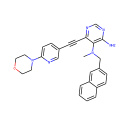 CN(Cc1ccc2ccccc2c1)c1c(N)ncnc1C#Cc1ccc(N2CCOCC2)nc1 ZINC000013475464