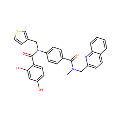 CN(Cc1ccc2ccccc2n1)C(=O)c1ccc(N(Cc2ccsc2)C(=O)c2ccc(O)cc2O)cc1 ZINC000653666914